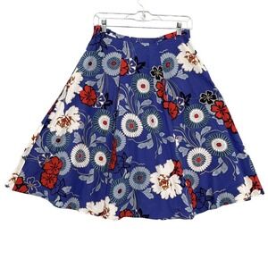 Harve Benard Silk‎ Collection Size 8 Blue Floral Pattern Skirt